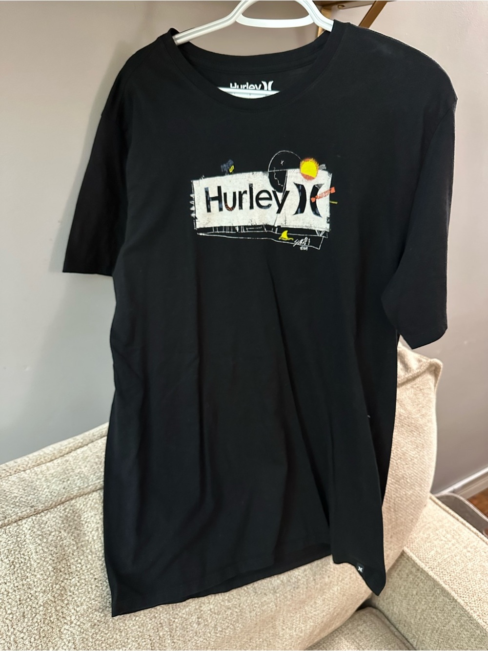 Hurley Black Short-Sleeve Tee with Graphic Logo